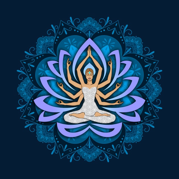 Blue Mandala Woman with Lotus Arms by MandalaSoul