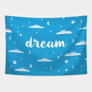 Dream, clouds, moons and stars pattern Tapestry