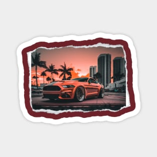 Mustang Inspired Glossy Orange Sports Car Magnet