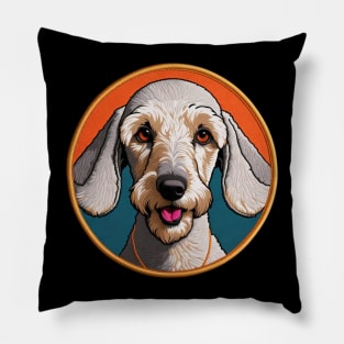 Beddlington Terrier Embroidered Patch Pillow