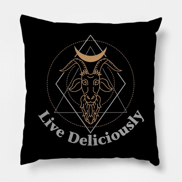 Live Deliciously Pillow by thirteenrituals