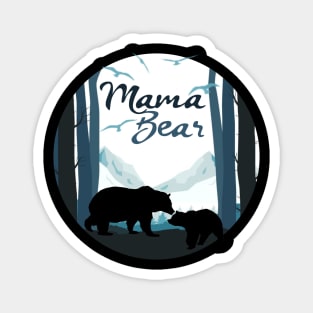 Mama Bear with Baby Cub in the Mountains Magnet