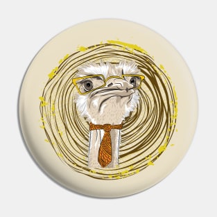 Funny Hipster Ostrich Pin