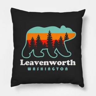 Leavenworth Washington Souvenir Retro Vintage Bear Pillow