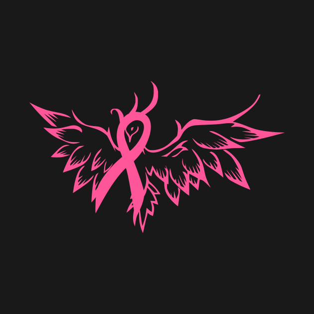 Beautiful Breast Cancer Awareness Bird Ribbon by LaurenElin