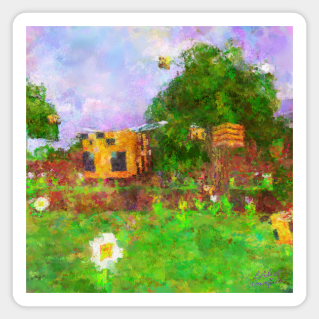 Minecraft Bee Impressionist Painting Minecraft Sticker Teepublic