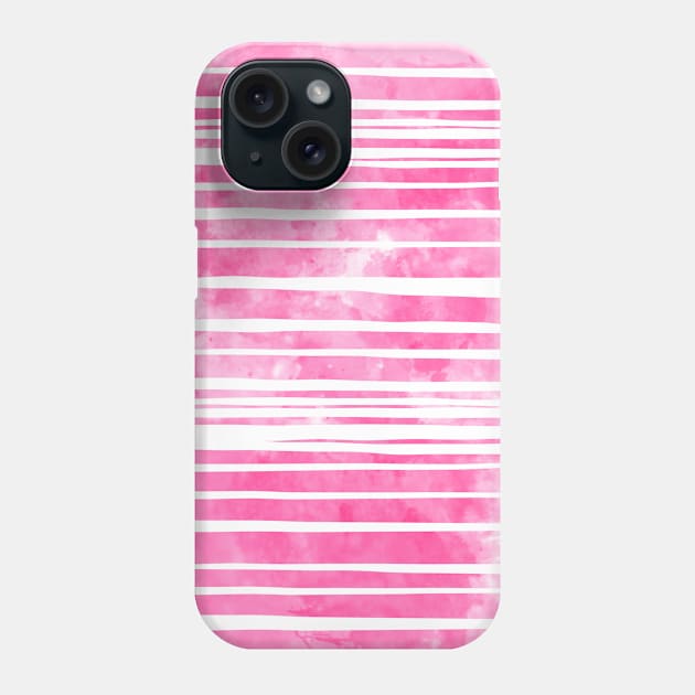 Pink Uneven Stripes Pattern Watercolor Abstract Cute  Girly Pretty Trendy Design Phone Case by anijnas