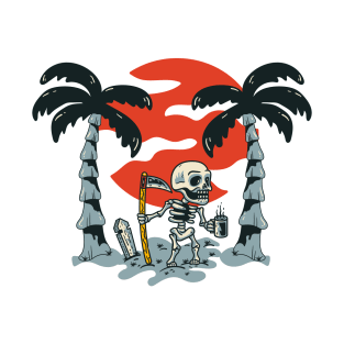 Skull Skeleton With Coffee in paradise T-Shirt