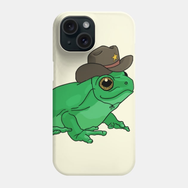 Cute Frog with Cowboy Hat Sheriff, Kawaii Cottagecore Froggy, and Teen Pastel Chubby Cowgirl Toad Phone Case by Ministry Of Frogs