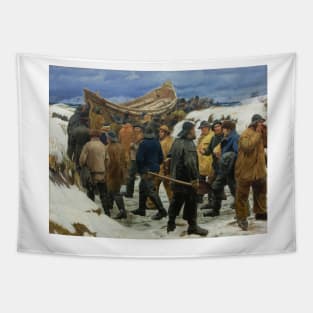 The Lifeboat is Taken through the Dunes - Michael Peter Ancher Tapestry