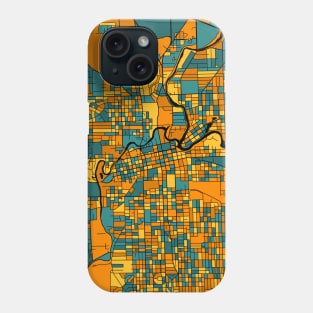 Fort Wayne Map Pattern in Orange & Teal Phone Case