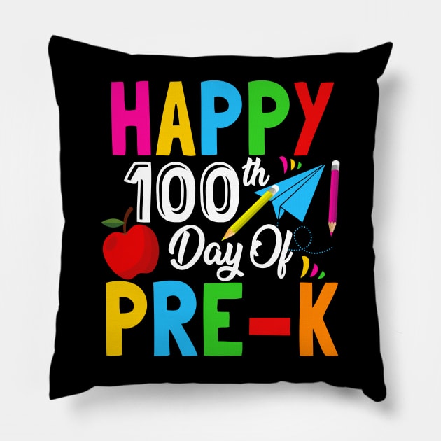 Happy 100th Day Of Pre-K, School Celebration Student Teacher Pillow by SilverLake