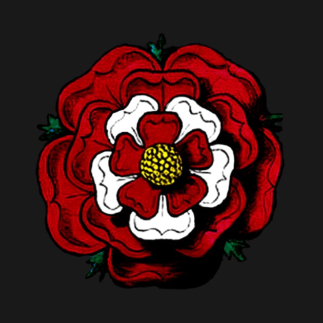 Vintage Tudor Rose Red and White by Pixelchicken