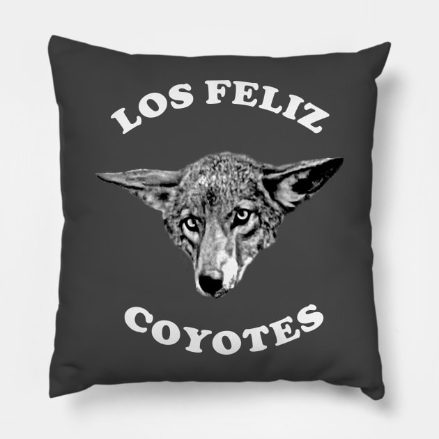 Los Feliz Coyote White Letters Pillow by losfeliz