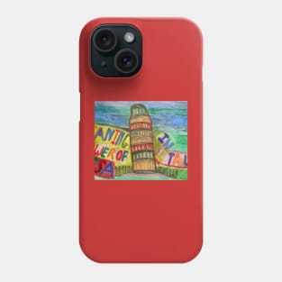 Leaning Tower of Pisa in Italy Bright And Brilliant Colourful Background Phone Case