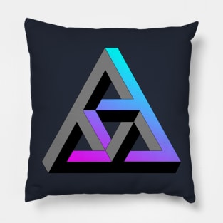 Even more impossible triangle with magenta to cyan gradient Pillow