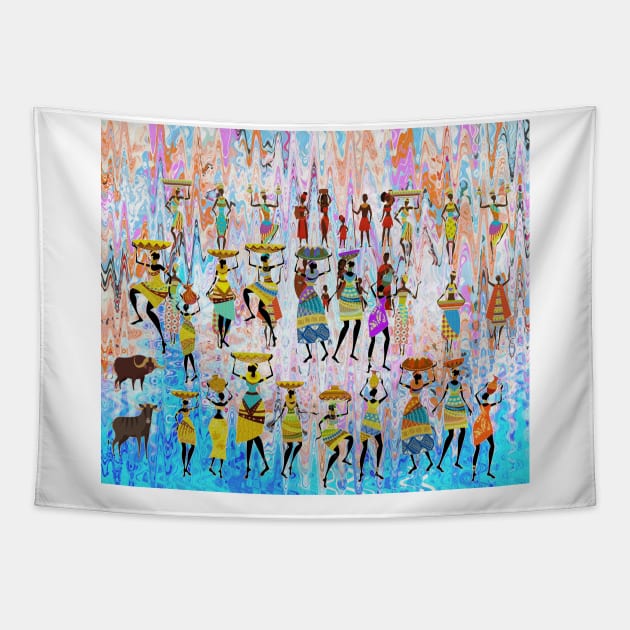 African Village Tapestry by walil designer