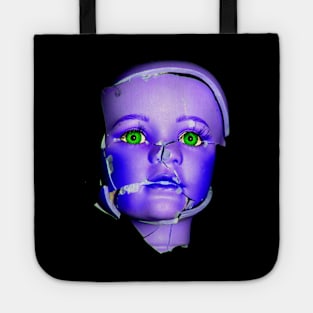 Freaky Halloween Broken Doll Zombie Face Purple Tote