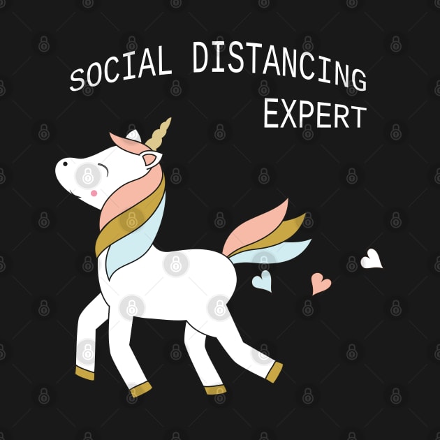 Unicorn - social distancing, white text by grafart