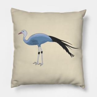 Blue crane bird cartoon illustration Pillow