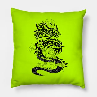 the jade dragon quetzalcoatl in mystical aura ecopop totonac pattern art Pillow