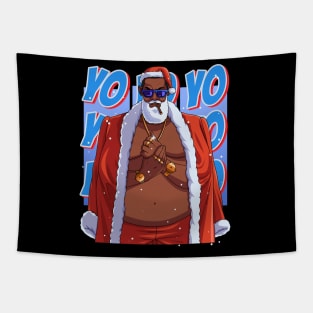 Black Santa Claus Gangster Christmas Tapestry