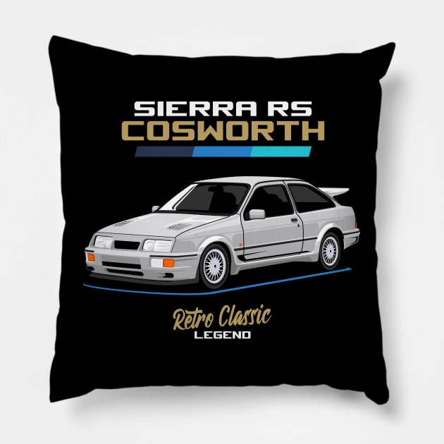 1986 Sierra RS Cosworth Retro Classic Legend Pillow by masjestudio