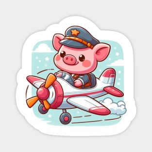 Cute Pilot Pig Magnet