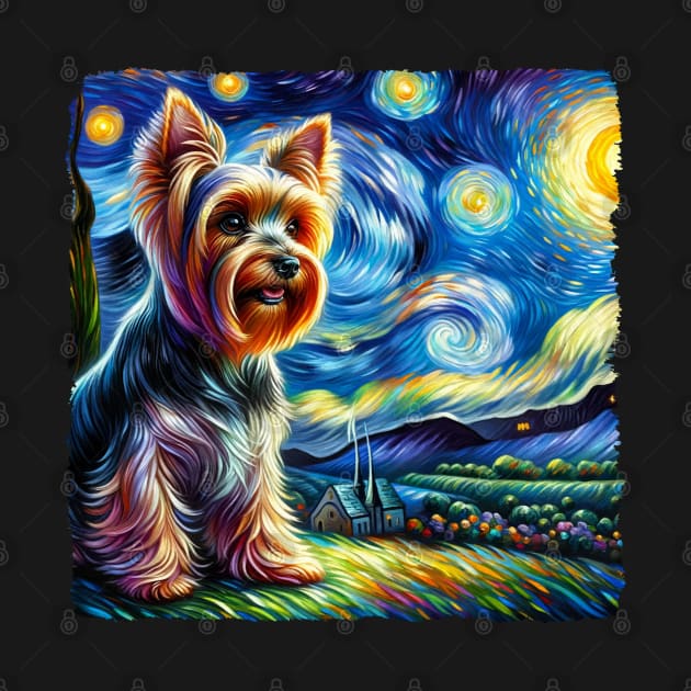 Starry Silky Terrier Dog Portrait - Pet Portrait by starry_night