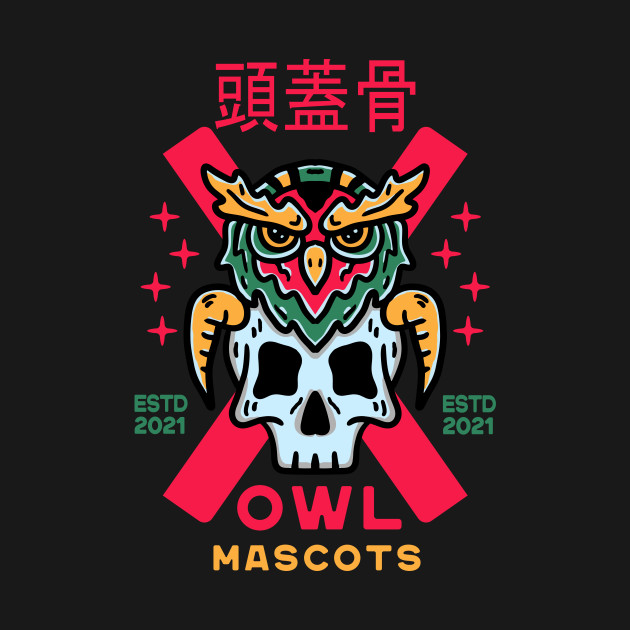 Owl with skull japanese Style Illustrations by Guideline.std