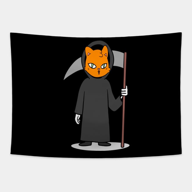 Cat Grim Reaper Halloween Shirt Tapestry by Patricke116