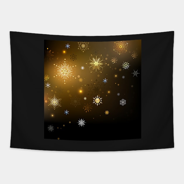 Background with Gold Snowflakes Tapestry by Blackmoon9