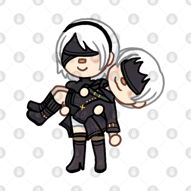 Chibi 2B And 9S by Rose Rivers