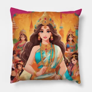 Top Queen anime  with crown on her head Pillow