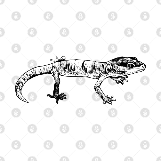 Black and white drawing - Gecko by Modern Medieval Design