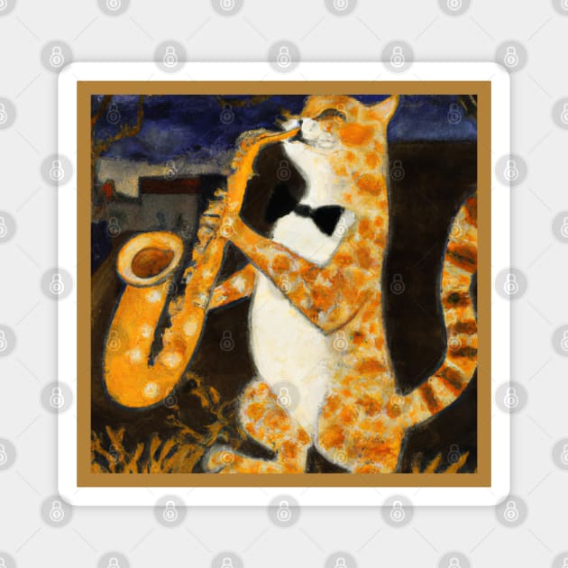 Saxy Cat Magnet by Milasneeze