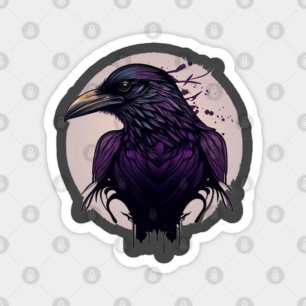 Raven Graphic Goth Black Crow Magnet by Linco