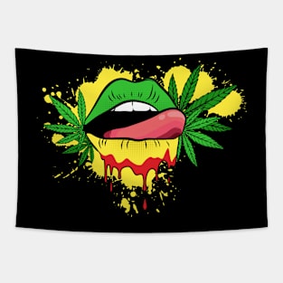 RASTAFARIAN DRIPPED LIPS Tapestry