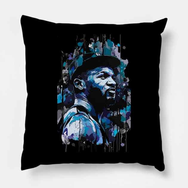 Black Soldier in Hat and Uniform Looking to the Horizon in Ink Painting Style Pillow by diegotorres