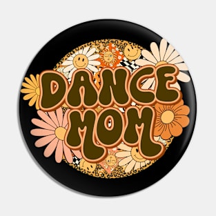 Dance Mom Retro Groovy Floral Leopard Pin