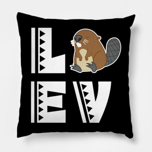 Cute love beaver t shirt funny beaver lover gifts for kids Pillow