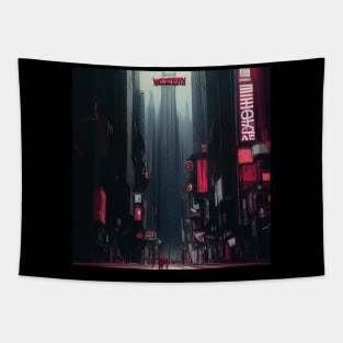 Vintage Cyberpunk City Night Poster Tapestry