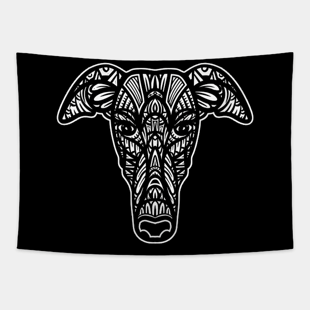 Galgo Dog Tribal Tapestry by Barabarbar artwork