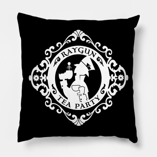 Raygun Tea Party Logo (Dark) Pillow by RaygunTeaParty