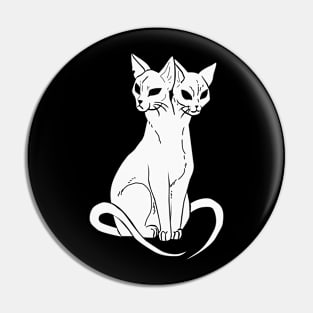 Double head cats white Pin