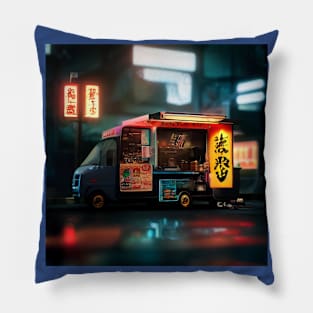 Cyberpunk Tokyo Ramen Food Truck Pillow