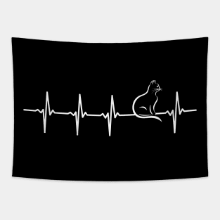 Cat Heartbeat Gift For Cat Lovers Tapestry