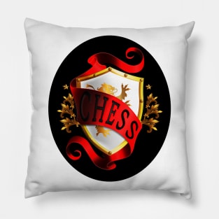 Chess Shield with Red Ribbon Pillow