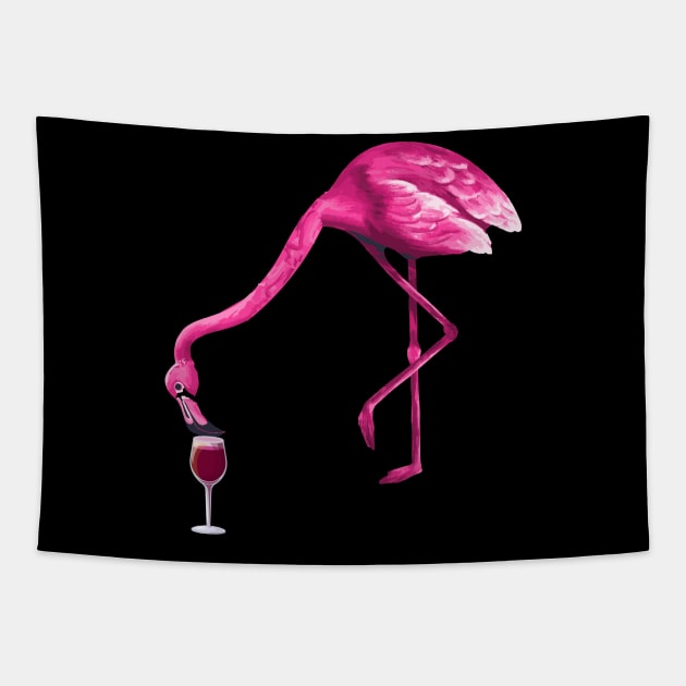 Wine lover Flamingo Lover Tapestry by teesumi