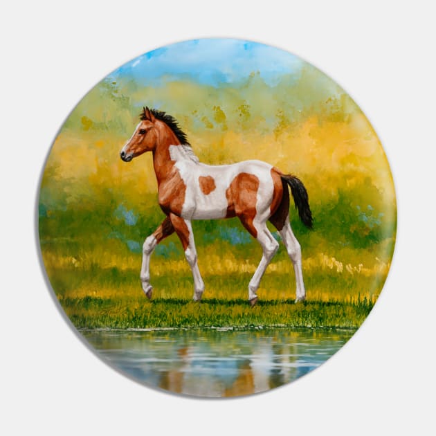 Cute Bay Pinto Foal Horse Pin by csforest